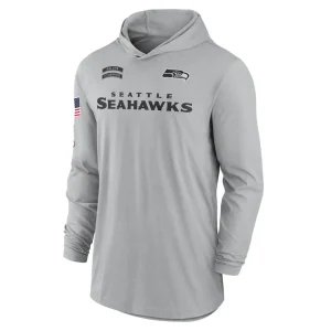 Seattle seahawks nike 2024 salute to service lightweight performance long sleeve hooded t shirt Gray M