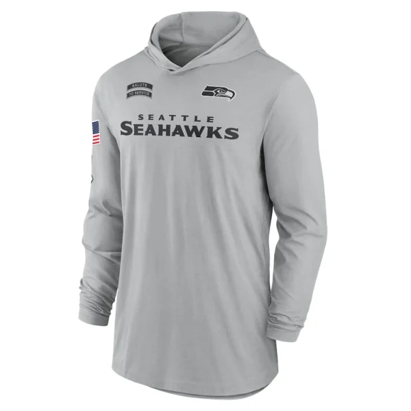 Seattle seahawks nike 2024 salute to service lightweight performance long sleeve hooded t shirt Gray M
