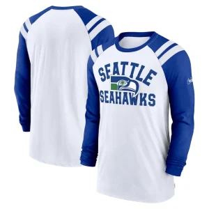 Seattle seahawks nike classic arc raglan tri blend long sleeve t shirt Whiteroyal