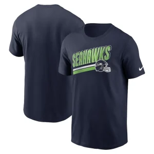 Seattle seahawks nike essential blitz lockup t shirt College navy