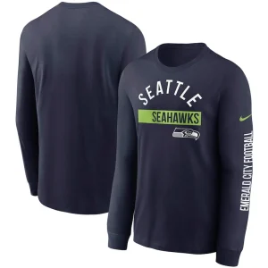Seattle seahawks nike fan gear color bar long sleeve t shirt College navy