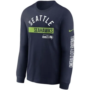 Seattle seahawks nike fan gear color bar long sleeve t shirt College navy M