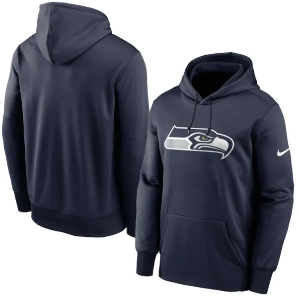 Seattle seahawks nike fan gear primary logo therma performance pullover hoodie College navy