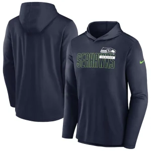 Seattle seahawks nike lightweight performance hooded long sleeve t shirt Navy