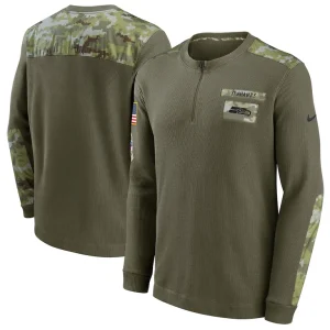 Seattle seahawks nike salute to service henley long sleeve thermal top Olive