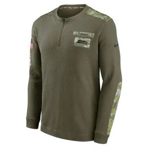 Seattle seahawks nike salute to service henley long sleeve thermal top Olive M