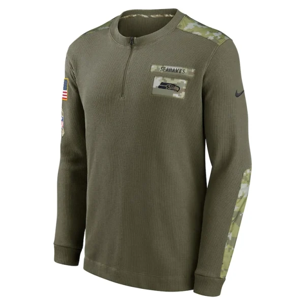 Seattle seahawks nike salute to service henley long sleeve thermal top Olive M