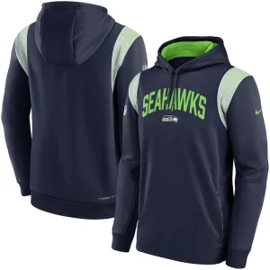 Seattle seahawks nike sideline athletic stack performance pullover hoodie College navy