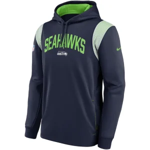 Seattle seahawks nike sideline athletic stack performance pullover hoodie College navy M