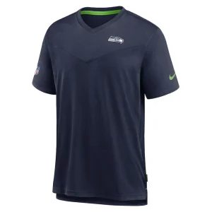 Seattle seahawks nike sideline coach chevron lock up logo v neck performance t shirt Heather navy S