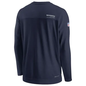 Seattle seahawks nike sideline coach chevron lock up long sleeve v neck performance t shirt Navy L