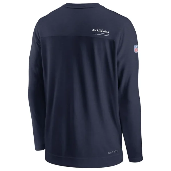 Seattle seahawks nike sideline coach chevron lock up long sleeve v neck performance t shirt Navy L