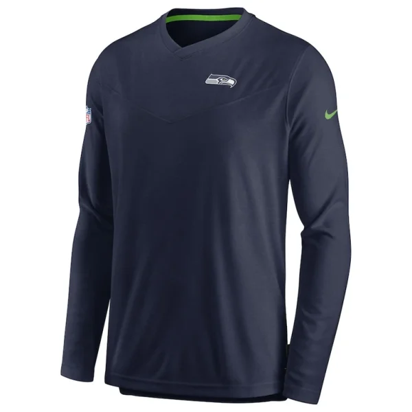 Seattle seahawks nike sideline coach chevron lock up long sleeve v neck performance t shirt Navy M
