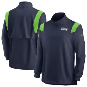 Seattle seahawks nike sideline coach chevron lockup quarter zip long sleeve top College navy