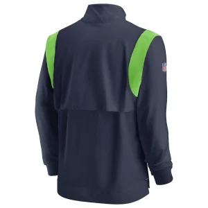 Seattle seahawks nike sideline coach chevron lockup quarter zip long sleeve top College navy L