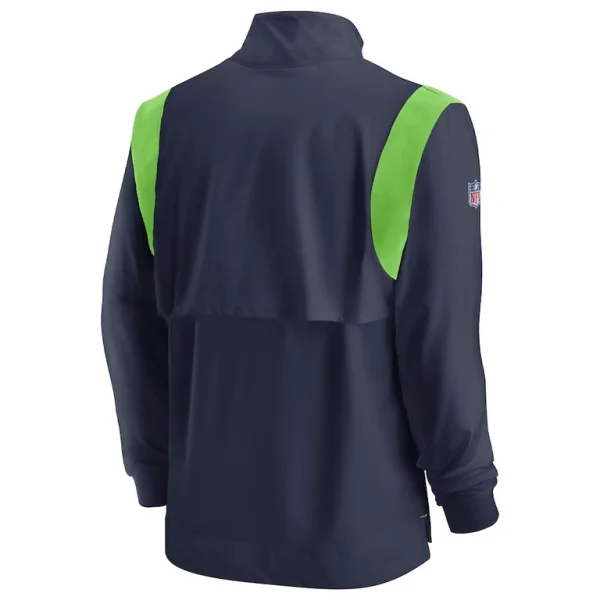 Seattle seahawks nike sideline coach chevron lockup quarter zip long sleeve top College navy L