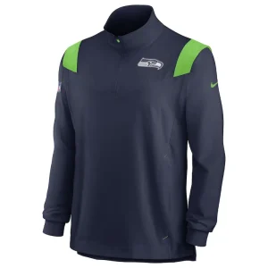 Seattle seahawks nike sideline coach chevron lockup quarter zip long sleeve top College navy M