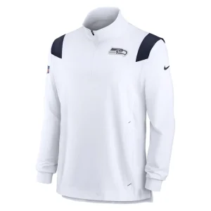 Seattle seahawks nike sideline coaches chevron lockup quarter zip top White M