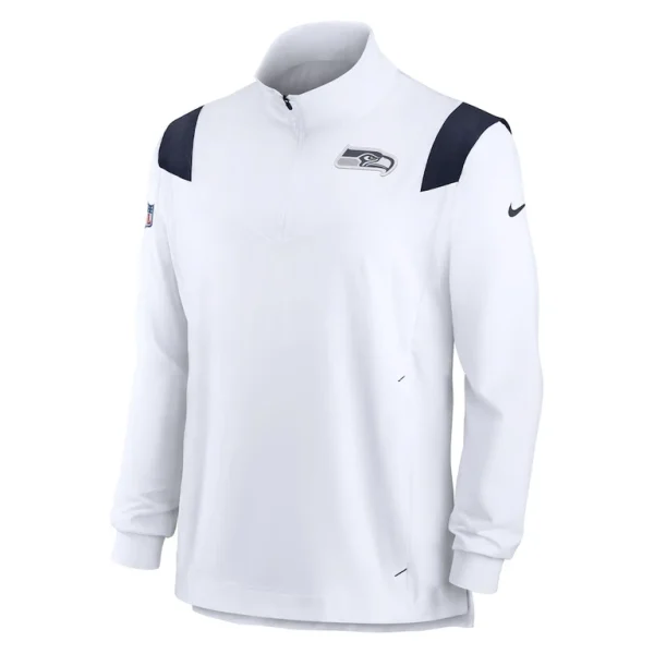 Seattle seahawks nike sideline coaches chevron lockup quarter zip top White M