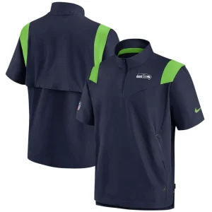 Seattle seahawks nike sideline coaches short sleeve quarter zip jacket College navy