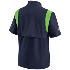 Seattle seahawks nike sideline coaches short sleeve quarter zip jacket College navy L