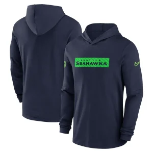 Seattle seahawks nike sideline hoodie performance long sleeve t shirt College navy