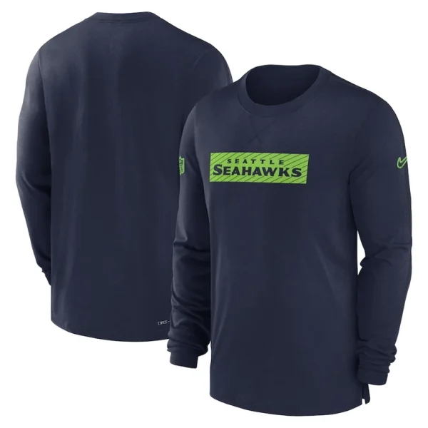 Seattle seahawks nike sideline player performance long sleeve t shirt College navy