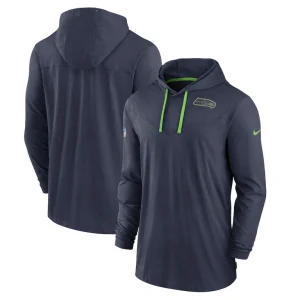 Seattle seahawks nike sideline pop performance pullover long sleeve hoodie t shirt College navy