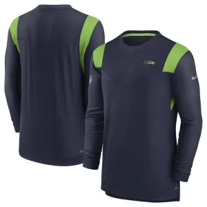 Seattle seahawks nike sideline tonal logo performance player long sleeve t shirt College navy