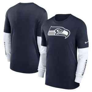 Seattle seahawks nike slub fashion long sleeve t shirt Heather college navy