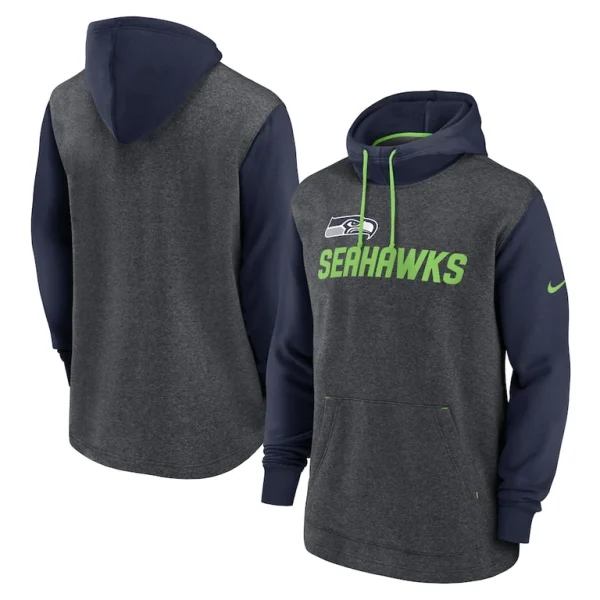 Seattle seahawks nike surrey legacy pullover hoodie Heathered charcoalcollege navy