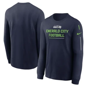 Seattle seahawks nike team slogan long sleeve t shirt College navy