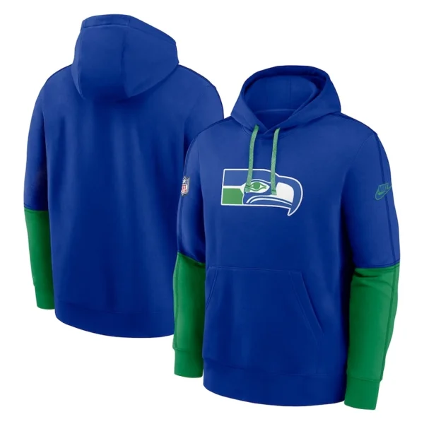Seattle seahawks nike throwback logo club tri blend pullover hoodie Royal