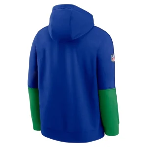 Seattle seahawks nike throwback logo club tri blend pullover hoodie Royal L