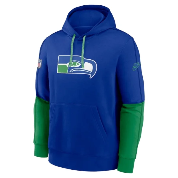 Seattle seahawks nike throwback logo club tri blend pullover hoodie Royal M