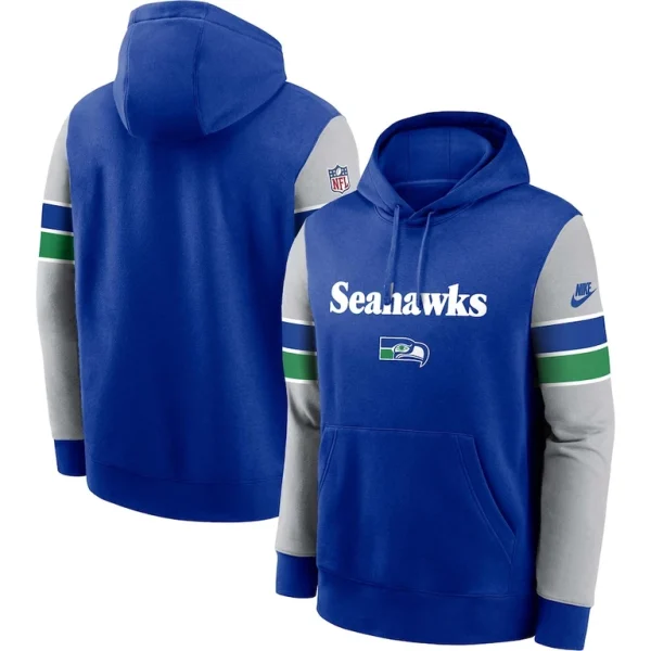 Seattle seahawks nike throwback sideline pullover hoodie Royalgray