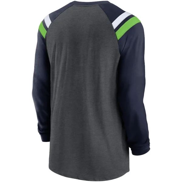 Seattle seahawks nike tri blend raglan athletic long sleeve fashion t shirt Heathered charcoalcollege navy L