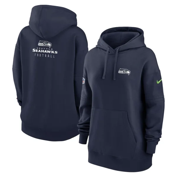 Seattle seahawks nike womens 2023 sideline club fleece pullover hoodie College navy