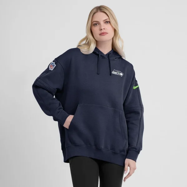 Seattle seahawks nike womens 2023 sideline club fleece pullover hoodie College navy L