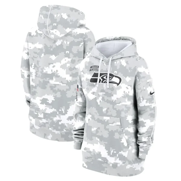Seattle seahawks nike womens 2024 salute to service club fleece oversized pullover hoodie Arctic camo