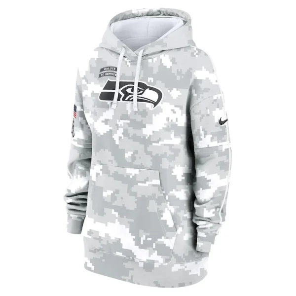 Seattle seahawks nike womens 2024 salute to service club fleece oversized pullover hoodie Arctic camo S