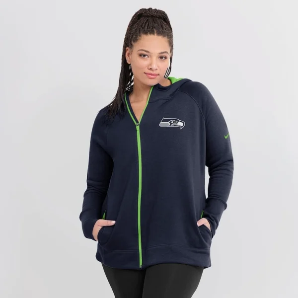 Seattle seahawks nike womens asymmetrical raglan full zip hoodie College navy L