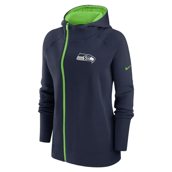 Seattle seahawks nike womens asymmetrical raglan full zip hoodie College navy S