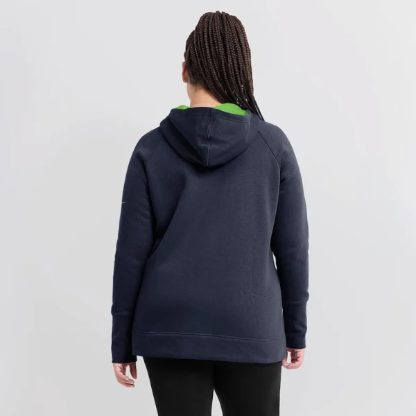 Seattle seahawks nike womens asymmetrical raglan full zip hoodie College navy XL