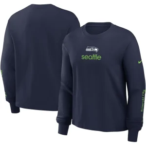 Seattle seahawks nike womens boxy long sleeve t shirt College navy