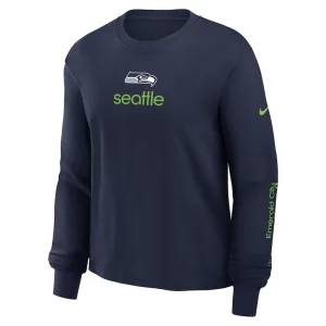 Seattle seahawks nike womens boxy long sleeve t shirt College navy S