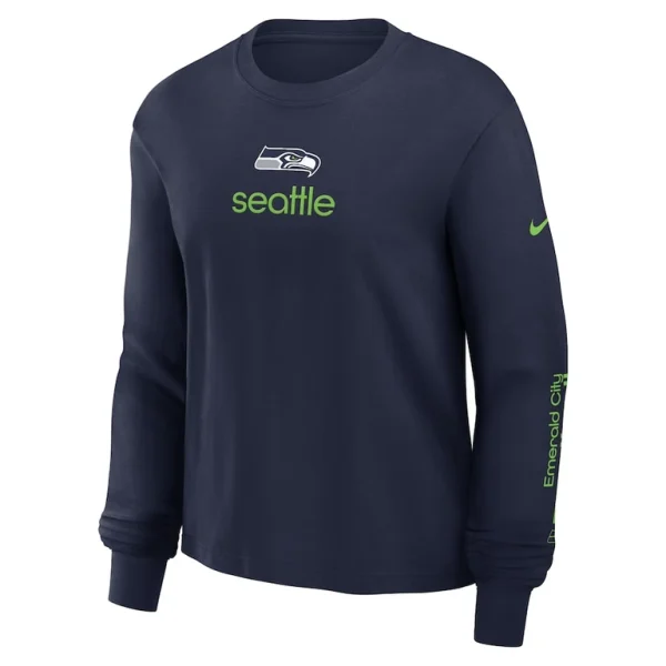 Seattle seahawks nike womens boxy long sleeve t shirt College navy S
