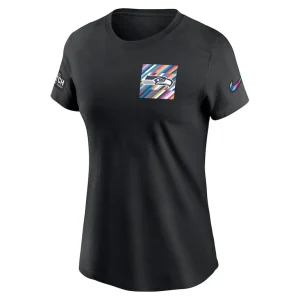 Seattle seahawks nike womens crucial catch sideline tri blend t shirt Black S