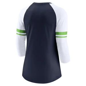 Seattle seahawks nike womens fashion 34 sleeve lightweight raglan fashion t shirt Navy M