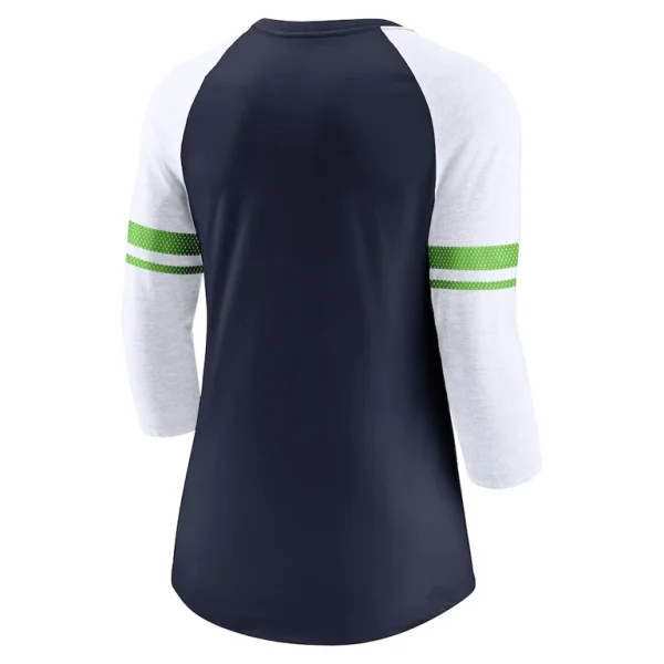 Seattle seahawks nike womens fashion 34 sleeve lightweight raglan fashion t shirt Navy M